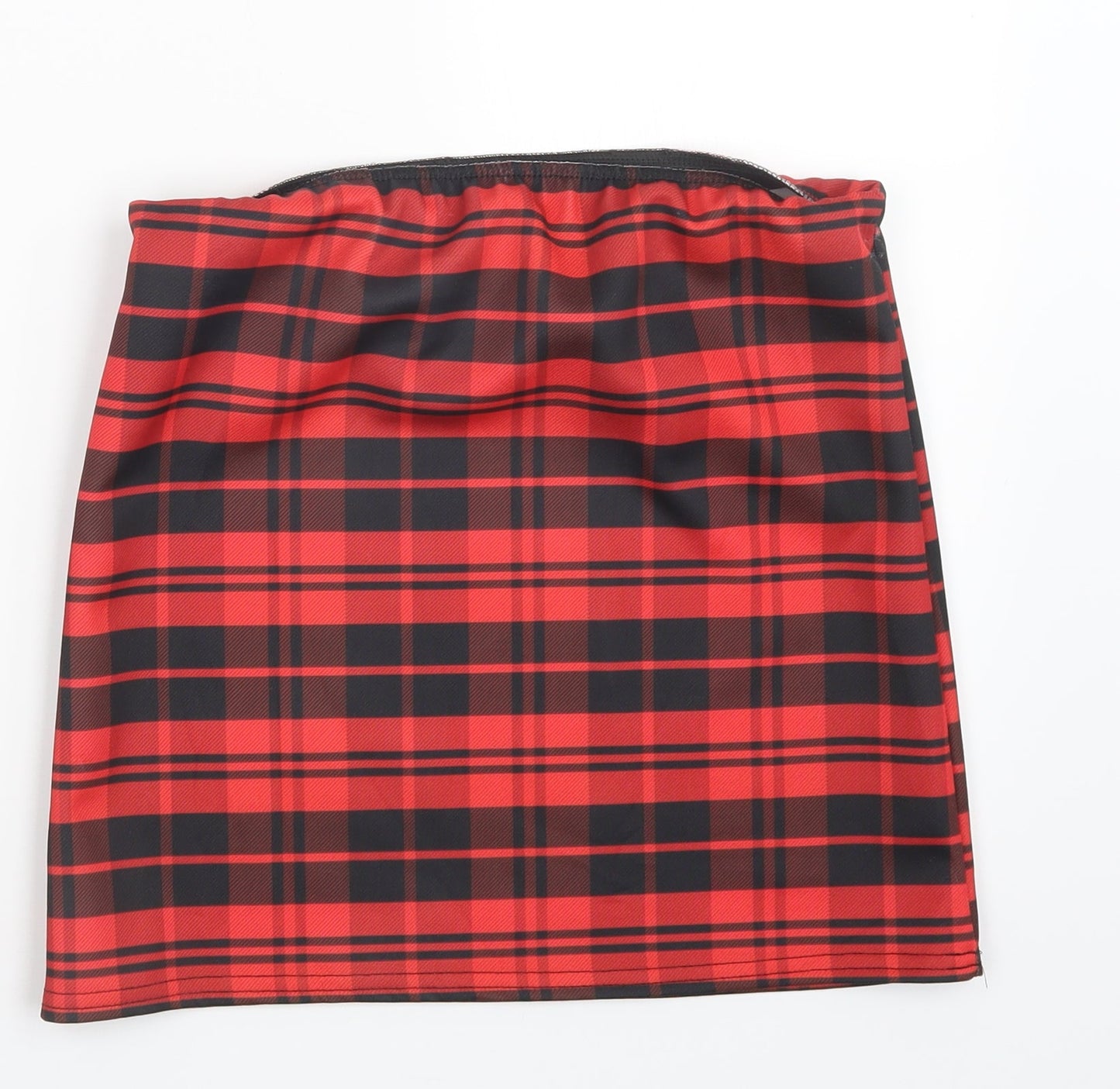 Preworn Womens Red Check  Mini Skirt Size 27 in
