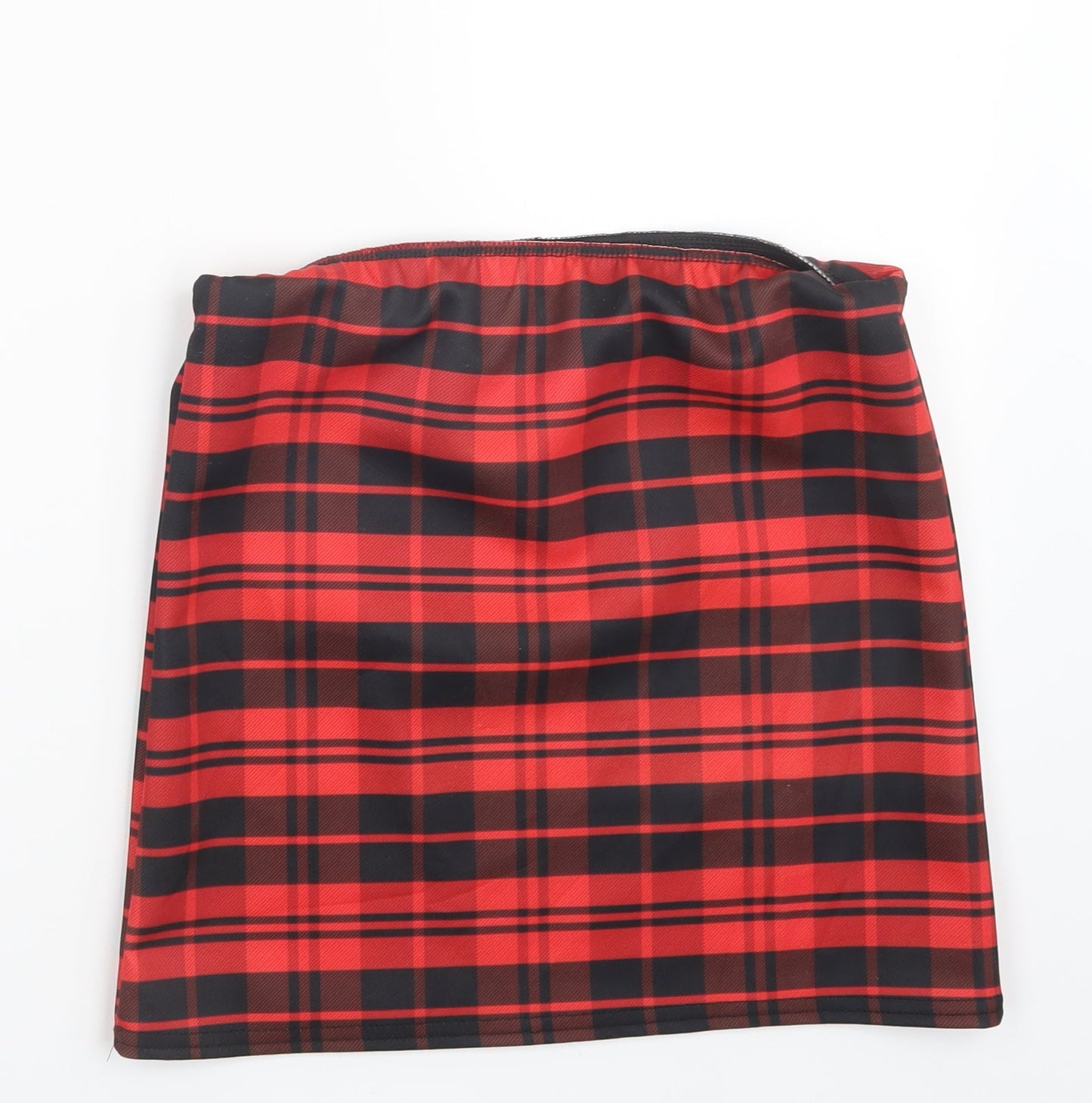 Preworn Womens Red Check  Mini Skirt Size 27 in