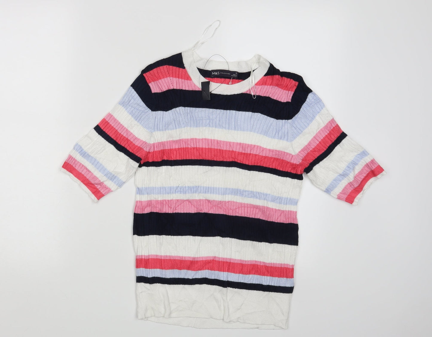 M&S Womens Multicoloured Striped  Pullover Jumper Size 12
