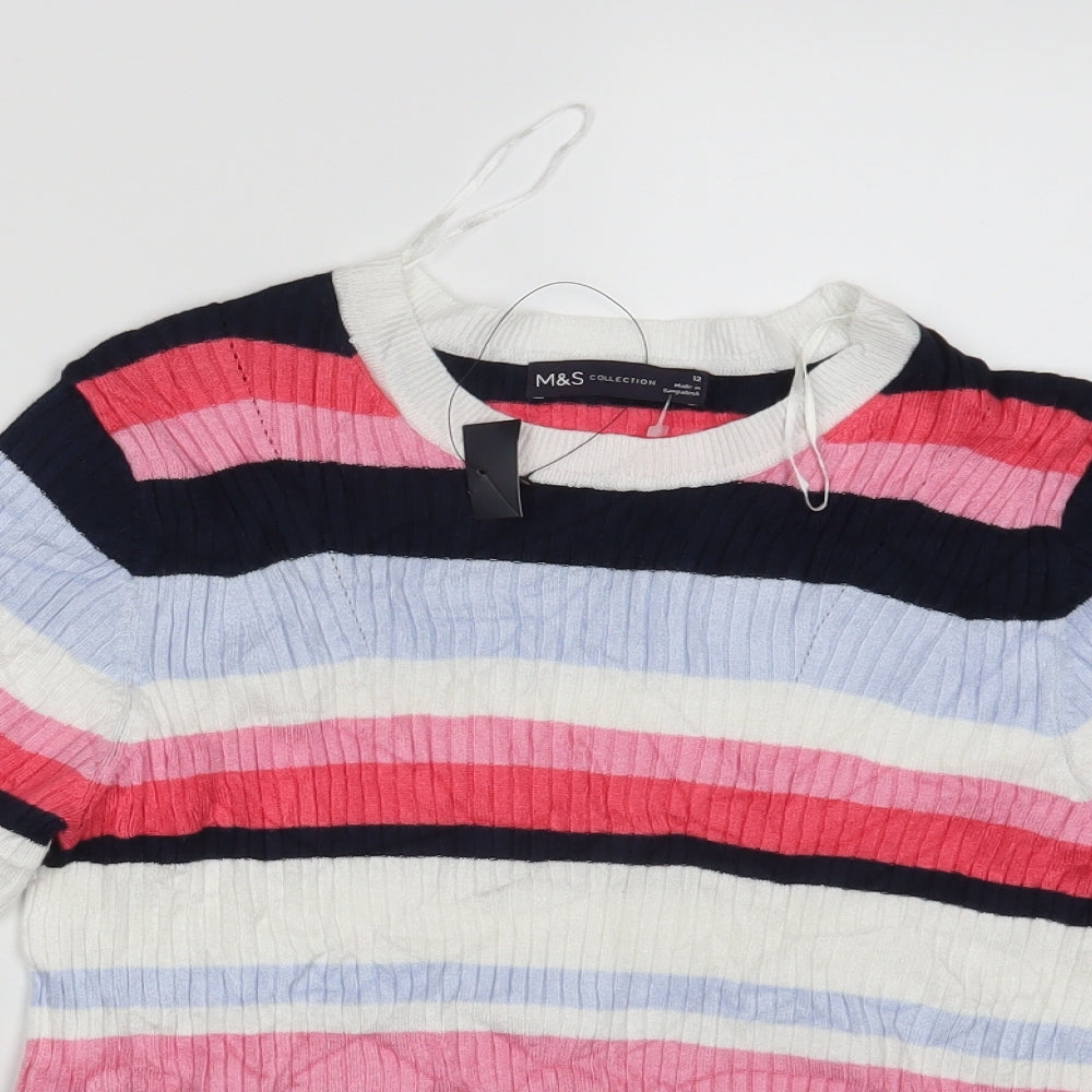 M&S Womens Multicoloured Striped  Pullover Jumper Size 12