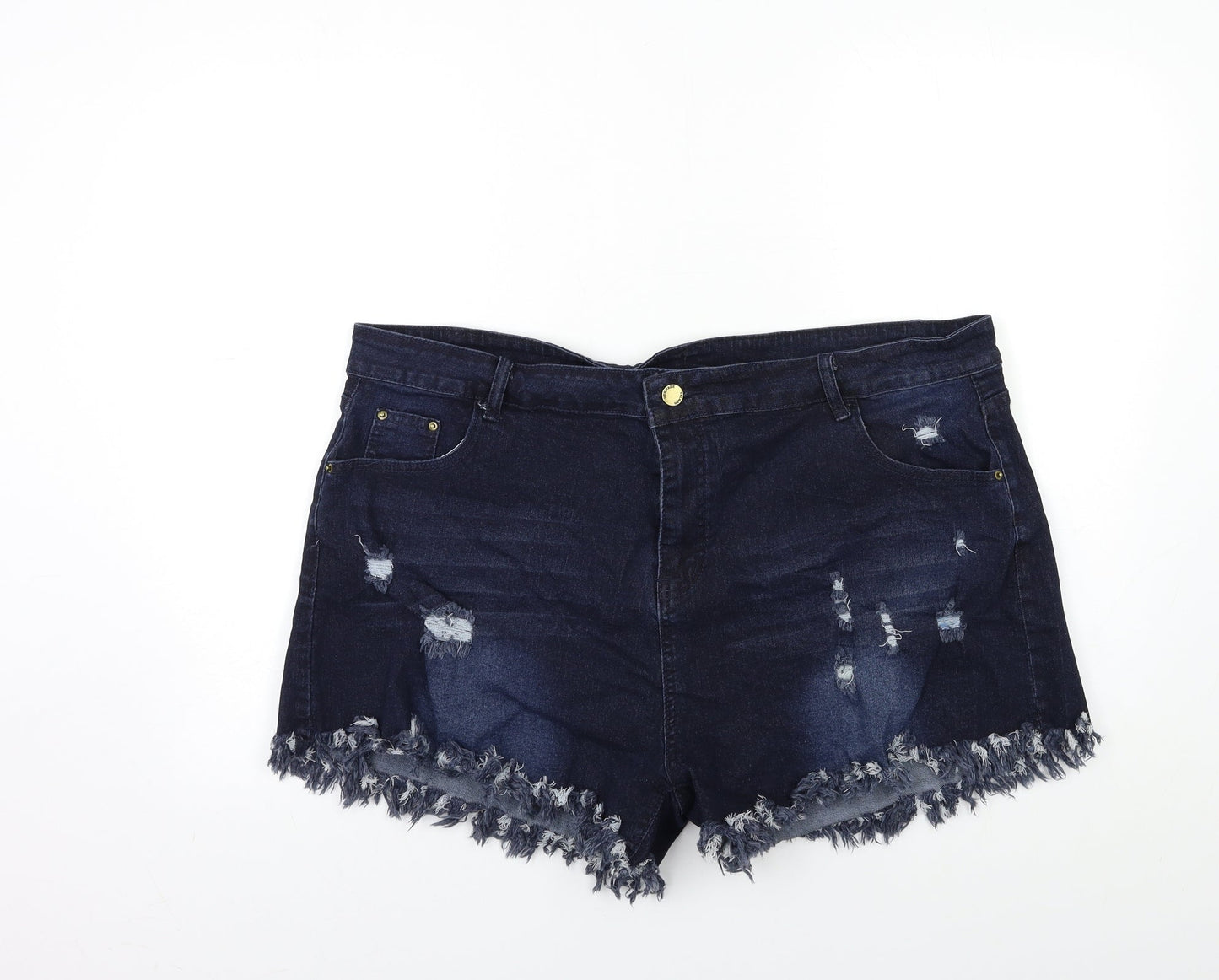 Preworn Womens Blue  Denim Hot Pants Shorts Size 40 in