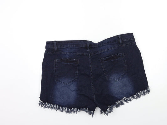 Preworn Womens Blue  Denim Hot Pants Shorts Size 40 in