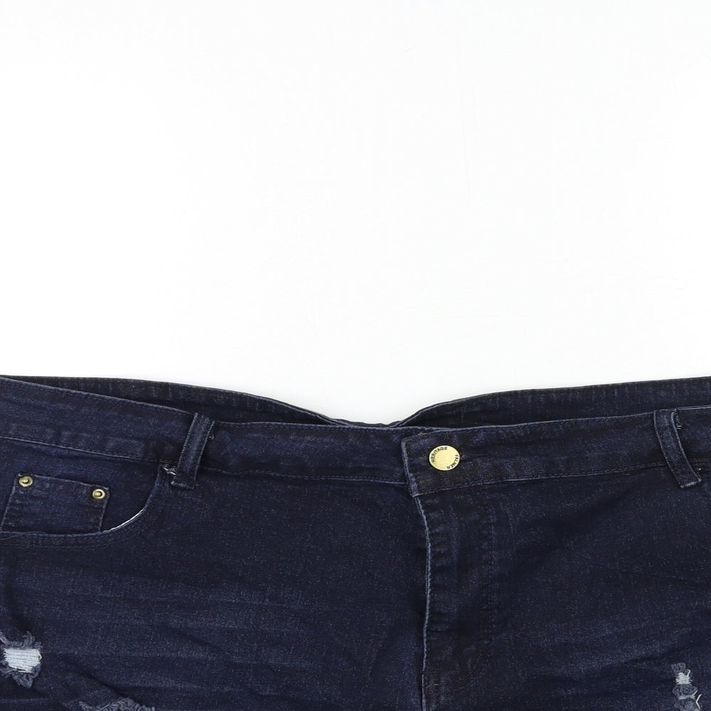 Preworn Womens Blue  Denim Hot Pants Shorts Size 40 in