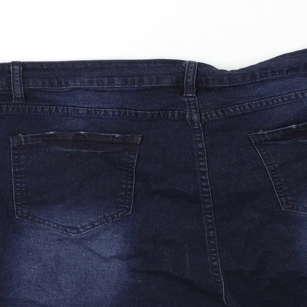 Preworn Womens Blue  Denim Hot Pants Shorts Size 40 in