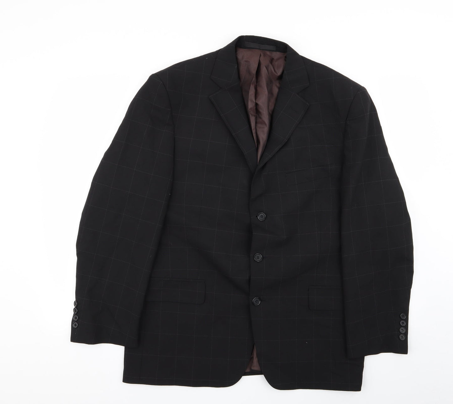 M&S Mens Black Check  Jacket Blazer Size 42