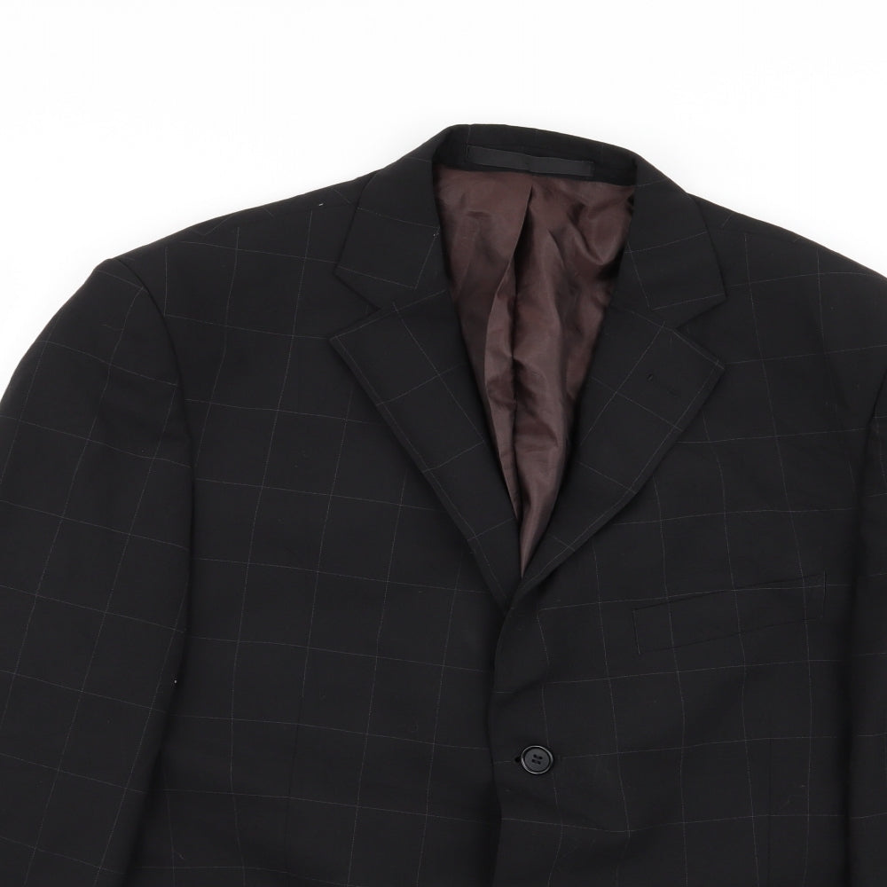 M&S Mens Black Check  Jacket Blazer Size 42