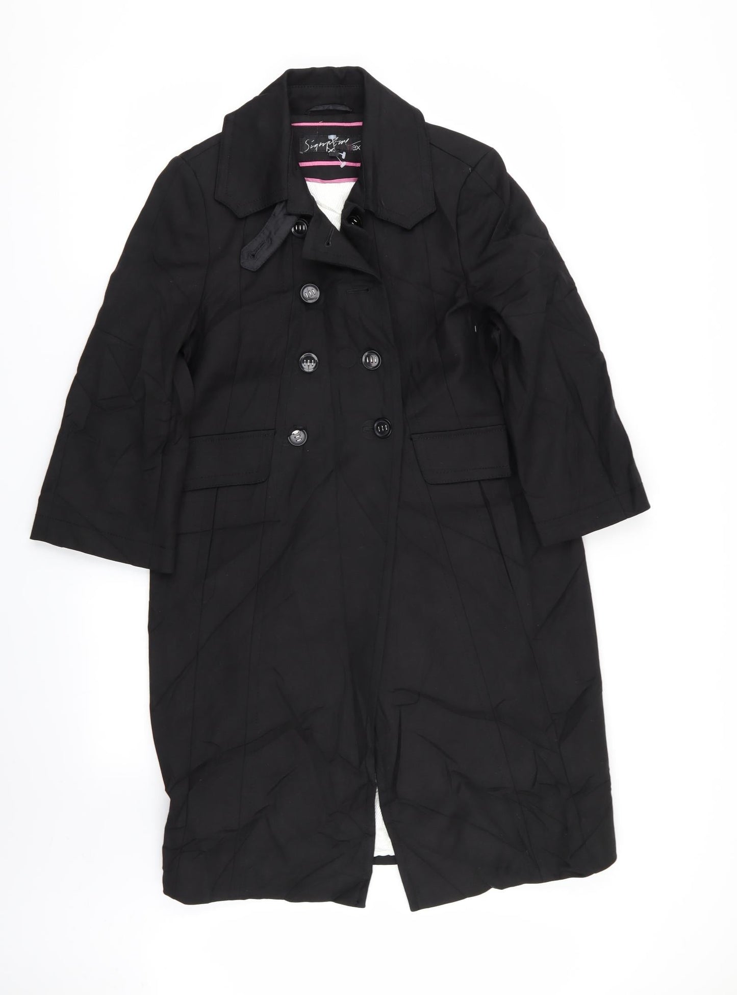 Signature Womens Black   Overcoat Coat Size 8