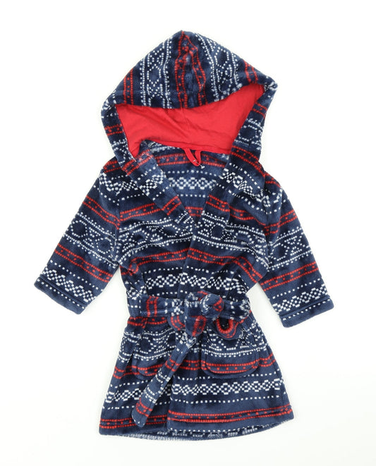 M&S Boys Blue Fair Isle  Kimono Robe Size 12-18 Months