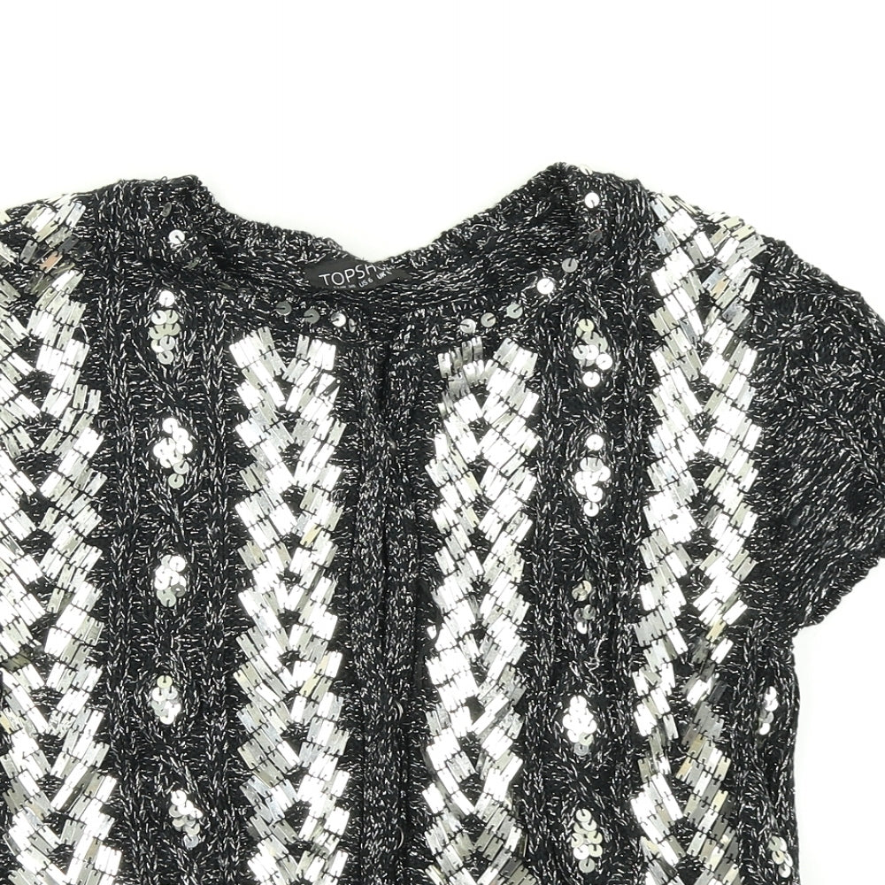 Topshop Womens Grey  Knit Cardigan Jumper Size 10