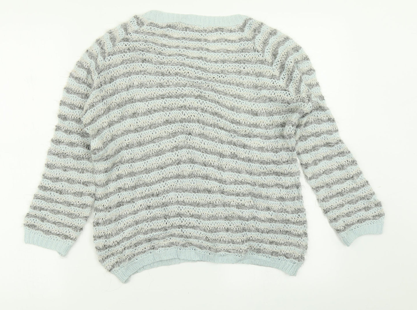 River Island Womens Blue Striped Knit Pullover Jumper Size 8