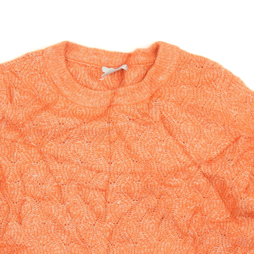 H&M Womens Orange  Knit Pullover Jumper Size M