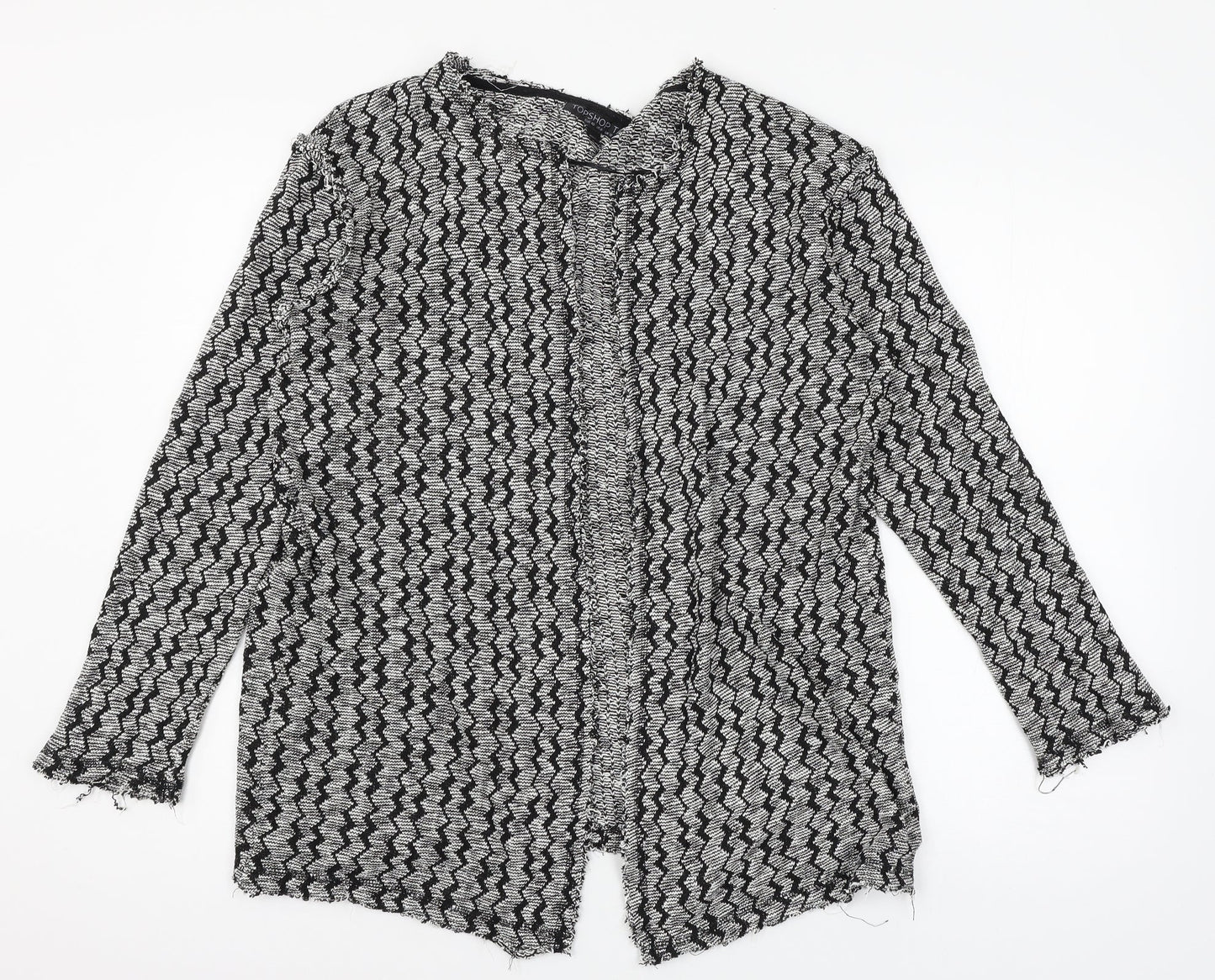 Topshop Womens Grey Striped Knit Cardigan Jumper Size 12