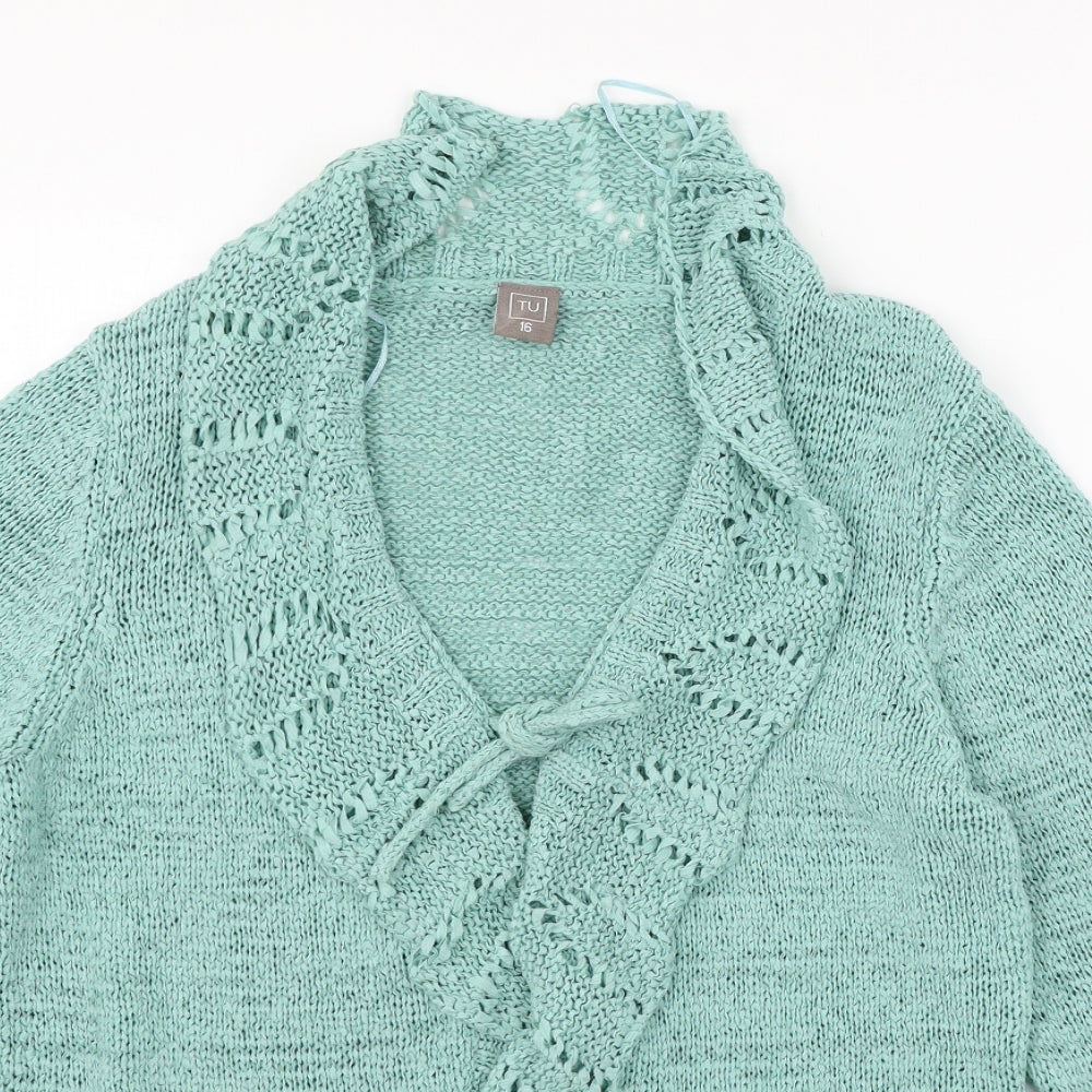 TU Womens Green  Knit Cardigan Jumper Size 16