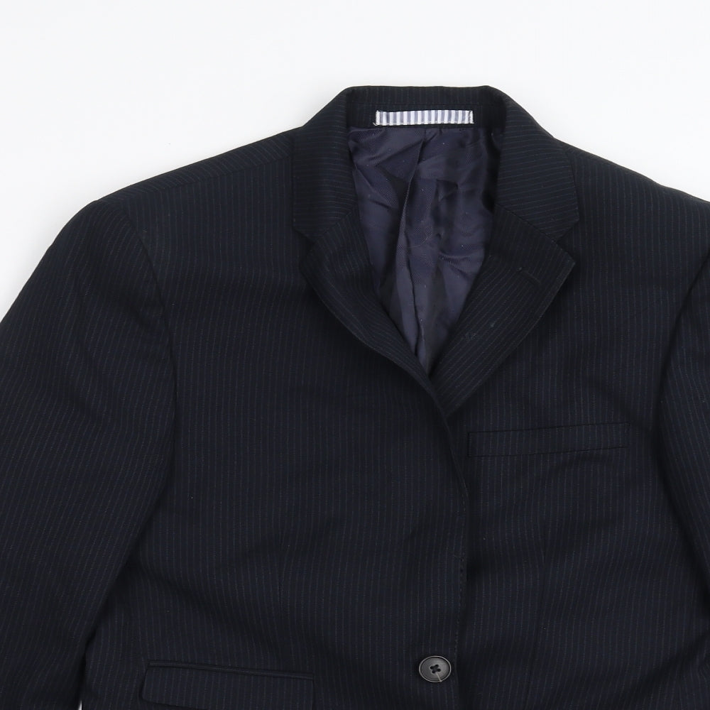 Burton Mens Blue Striped  Jacket Suit Jacket Size 36