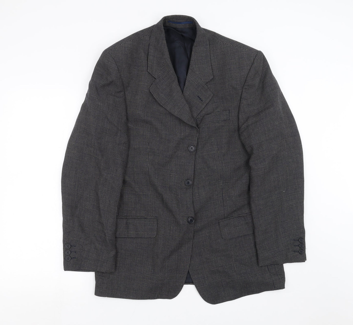 Tom English Mens Blue Geometric  Jacket Suit Jacket Size 38
