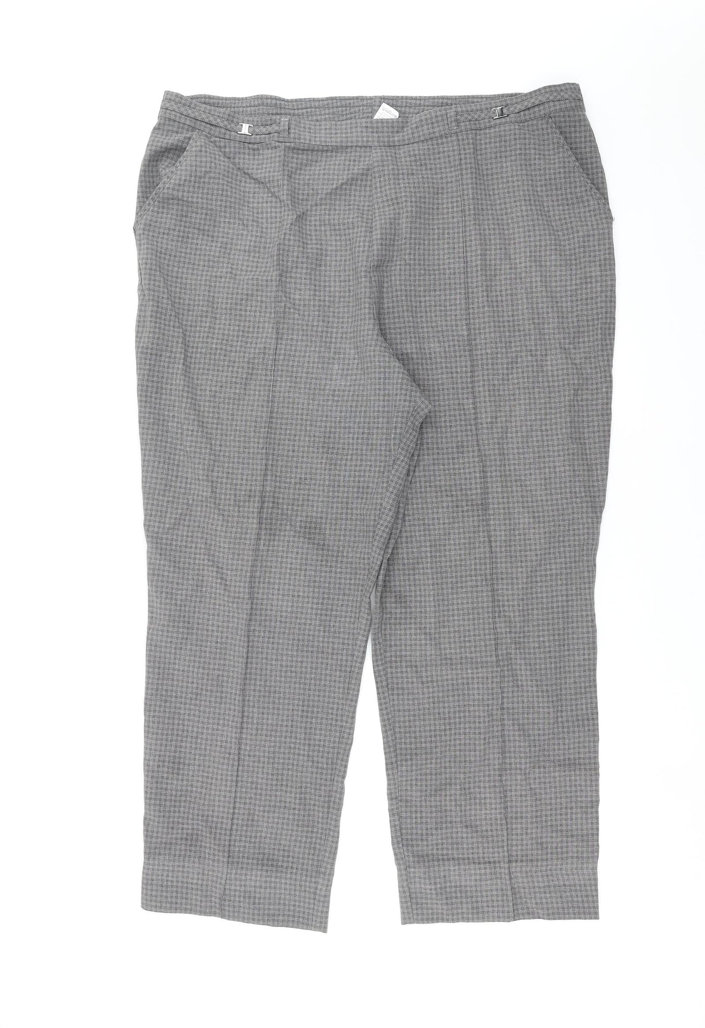 Marks and Spencer Womens Grey Check  Trousers  Size 18 L26 in