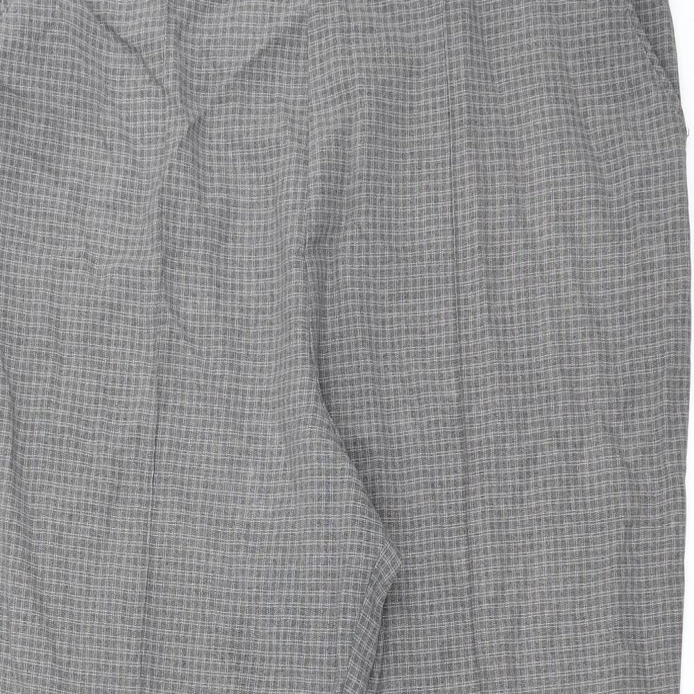 Marks and Spencer Womens Grey Check  Trousers  Size 18 L26 in