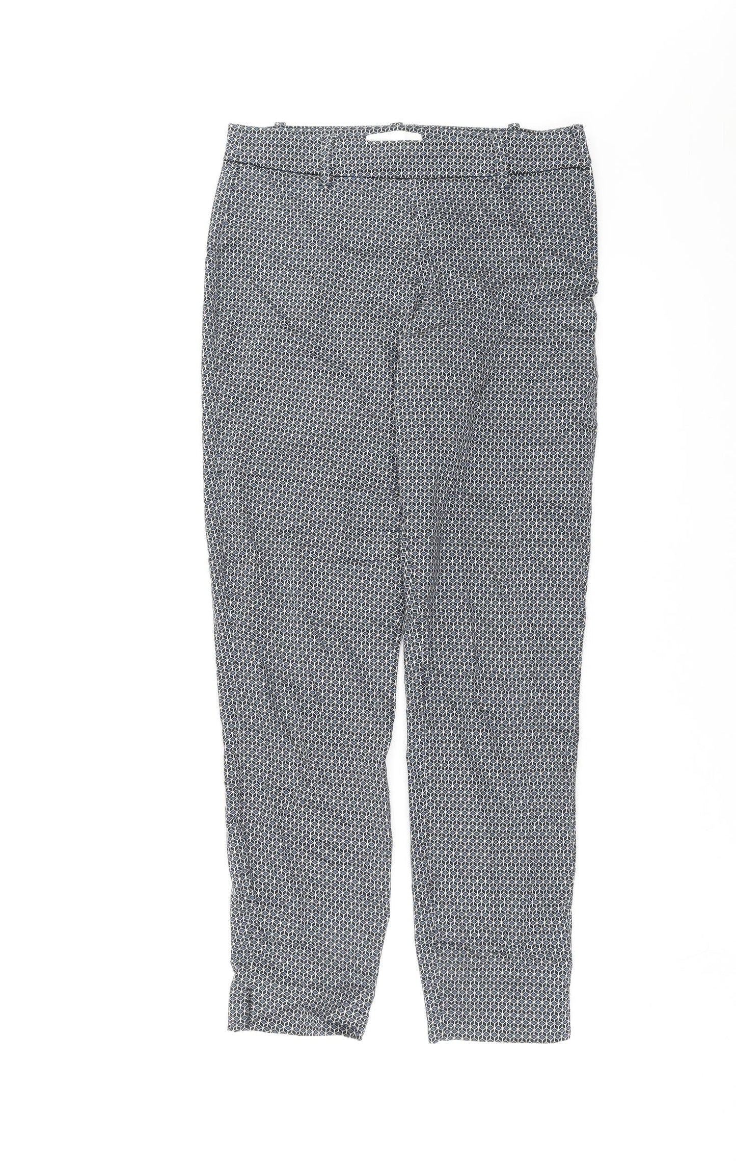 H&M Womens Blue Geometric  Trousers  Size 8 L26 in