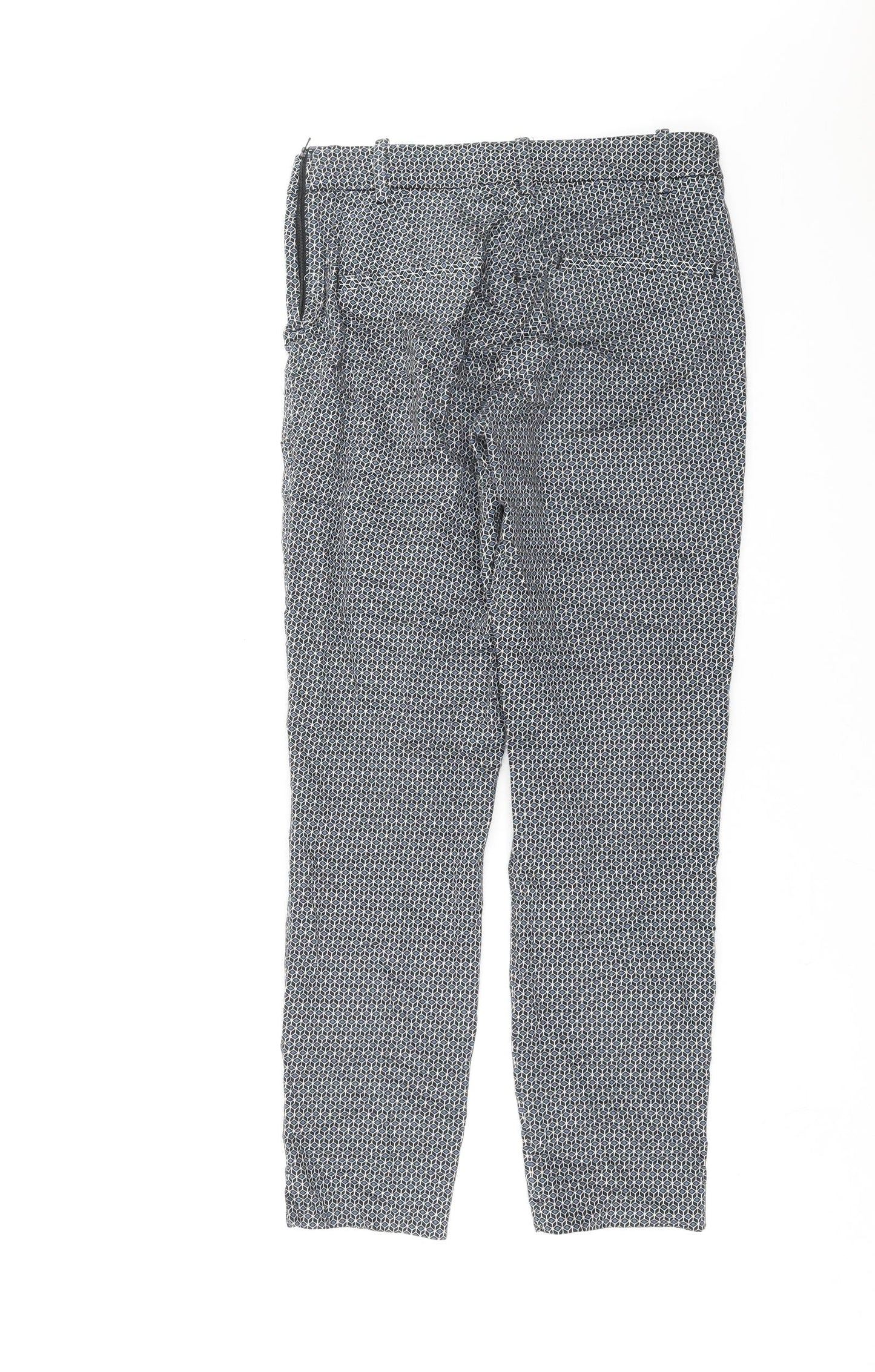 H&M Womens Blue Geometric  Trousers  Size 8 L26 in