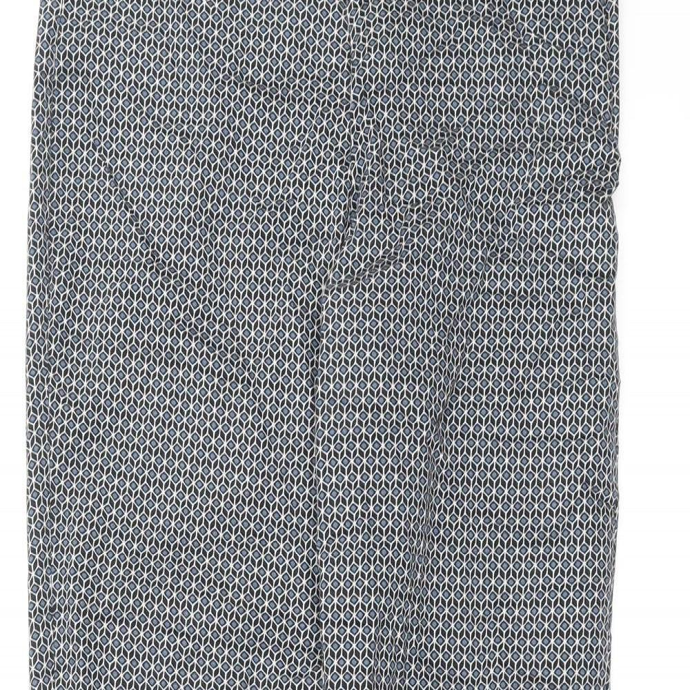 H&M Womens Blue Geometric  Trousers  Size 8 L26 in
