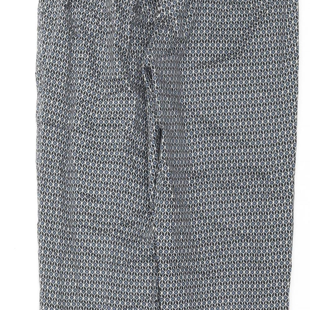 H&M Womens Blue Geometric  Trousers  Size 8 L26 in