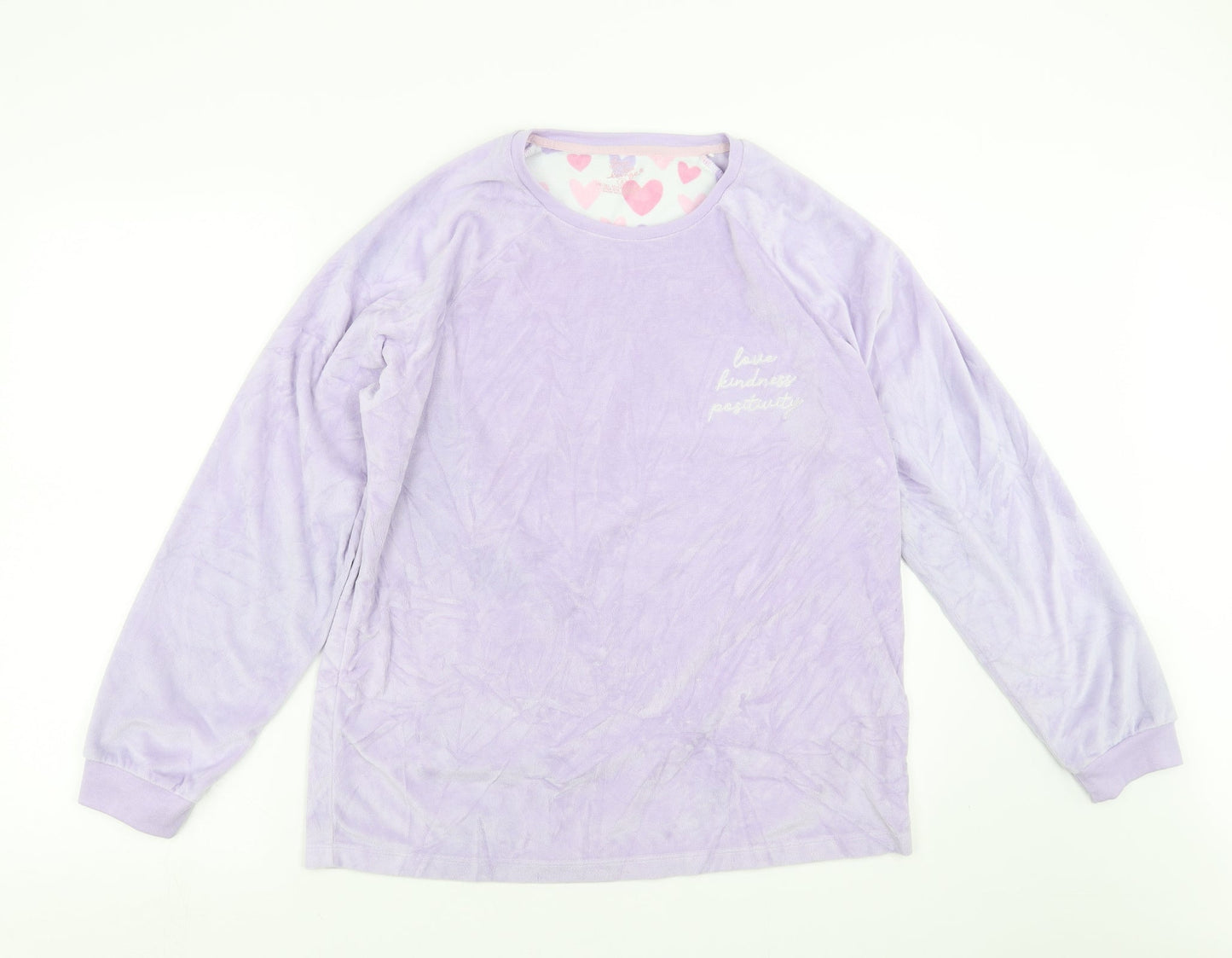 Primark Womens Purple Solid Fleece Top Pyjama Top Size S  - love kindness positivity