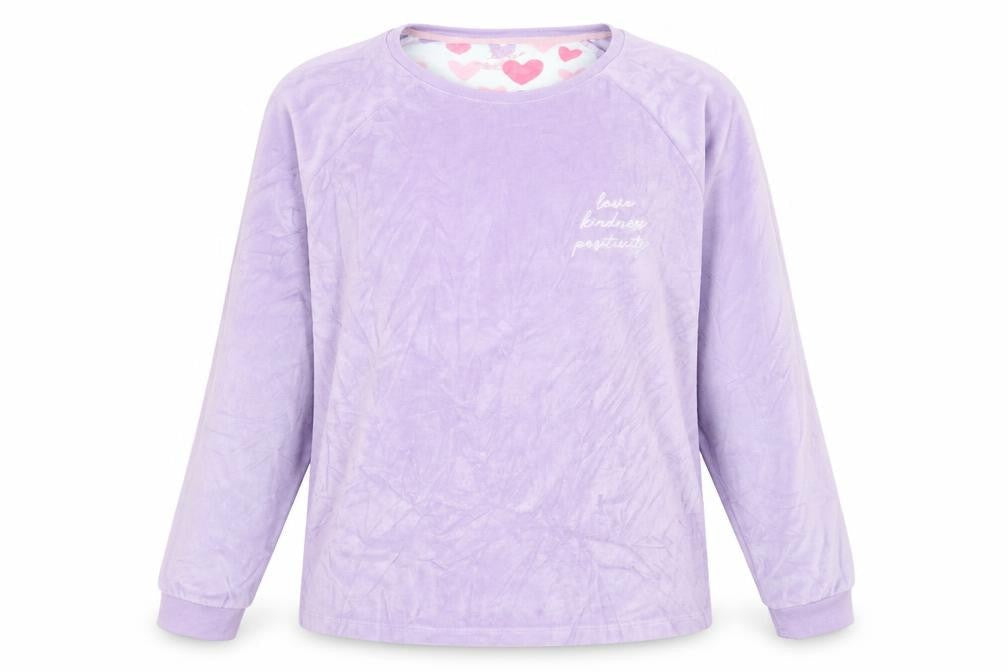 Primark Womens Purple Solid Fleece Top Pyjama Top Size S  - love kindness positivity