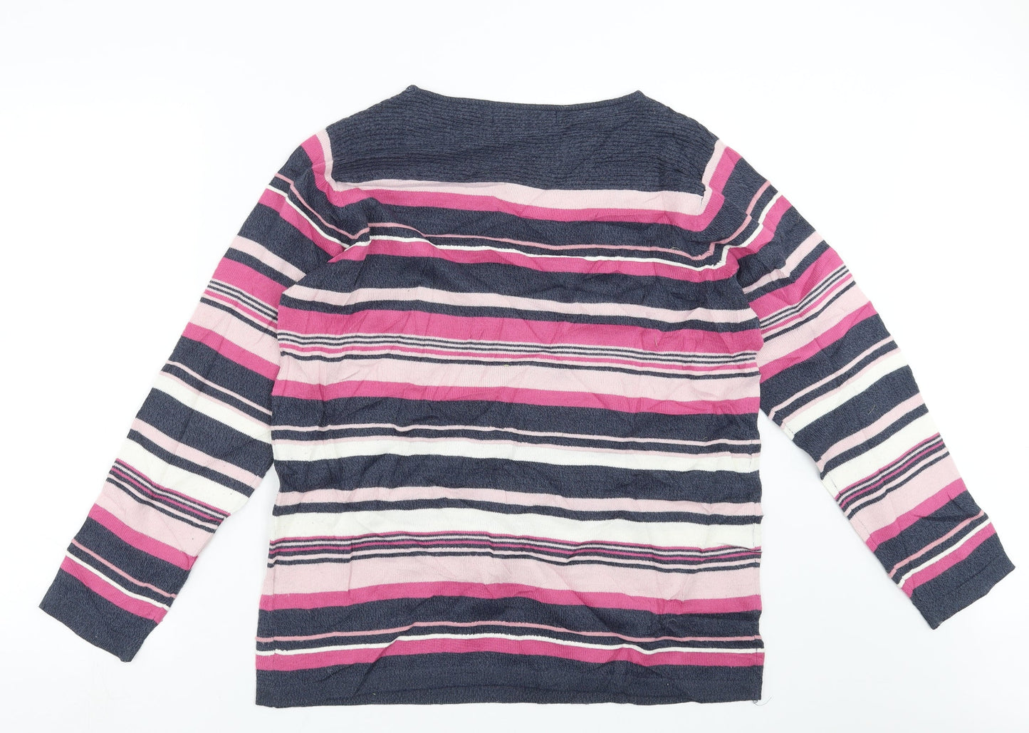 ISLE Womens Blue Striped Knit Pullover Jumper Size M