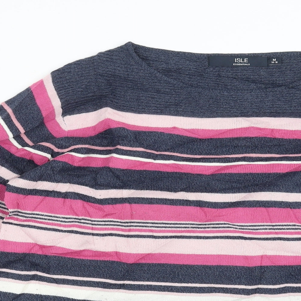 ISLE Womens Blue Striped Knit Pullover Jumper Size M