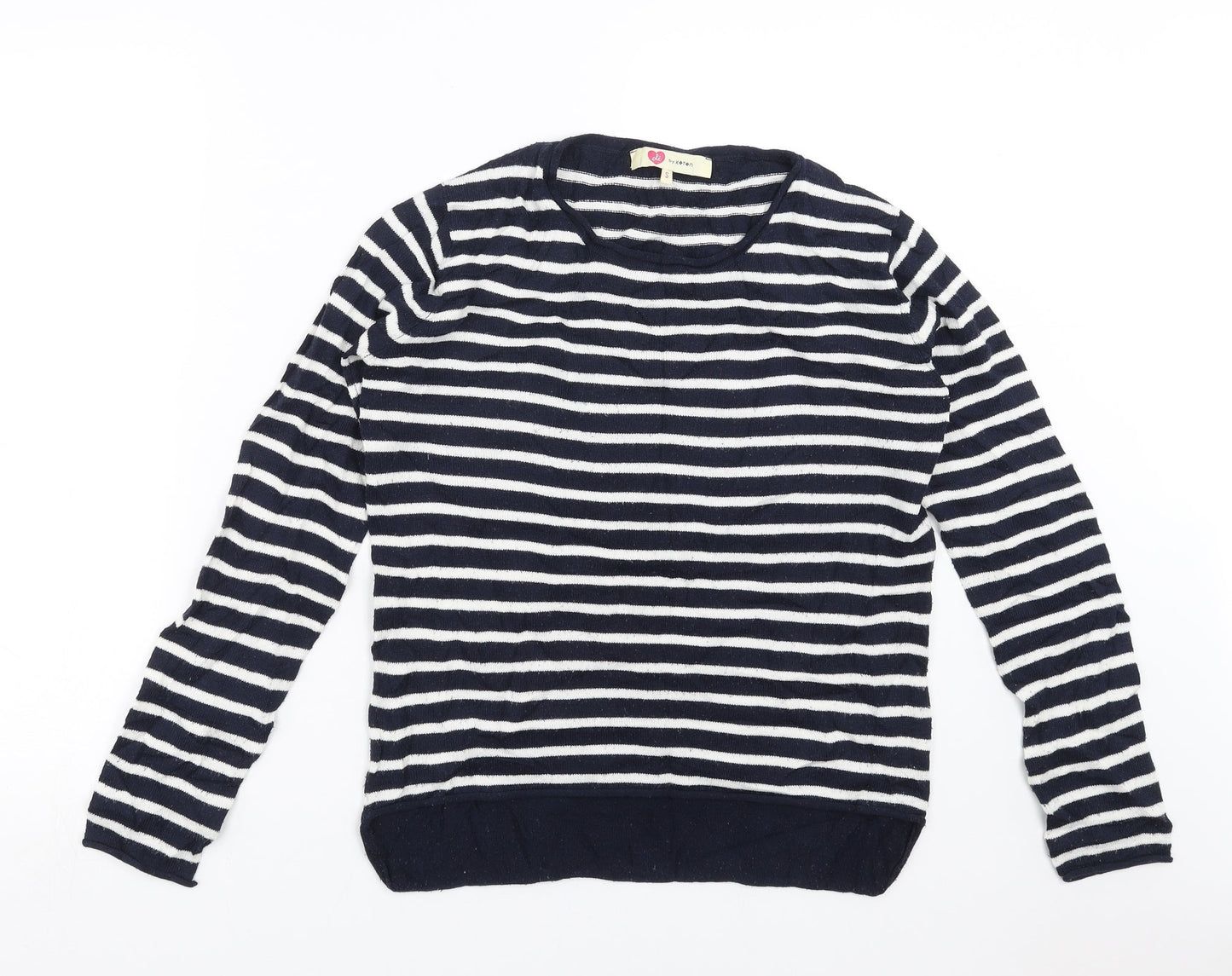 koton Womens Blue Striped Knit Pullover Jumper Size S