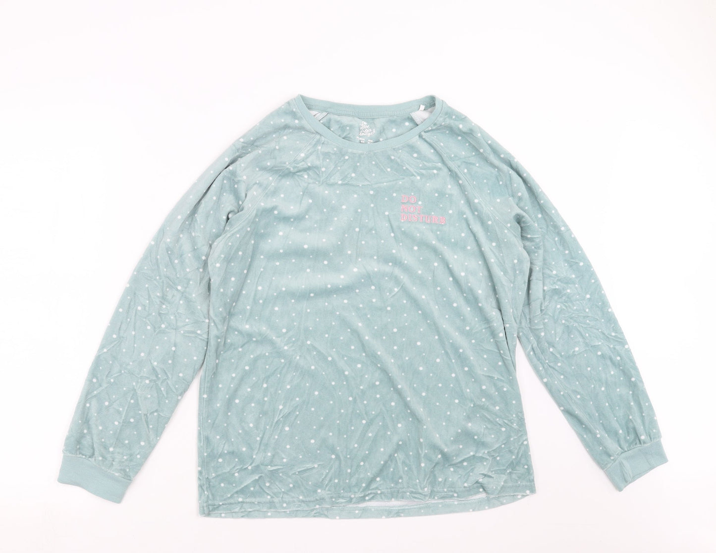 Primark Womens Green Polka Dot  Top Pyjama Top Size 10  - Do not disturb