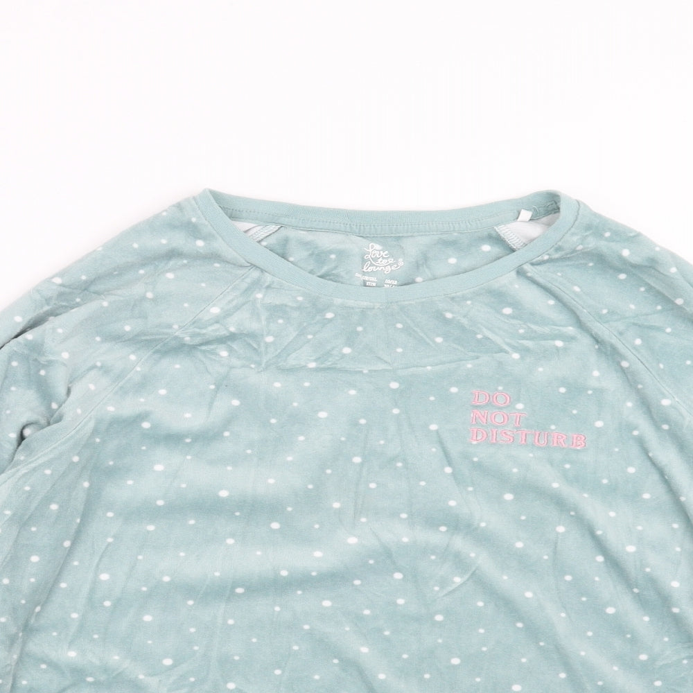 Primark Womens Green Polka Dot  Top Pyjama Top Size 10  - Do not disturb