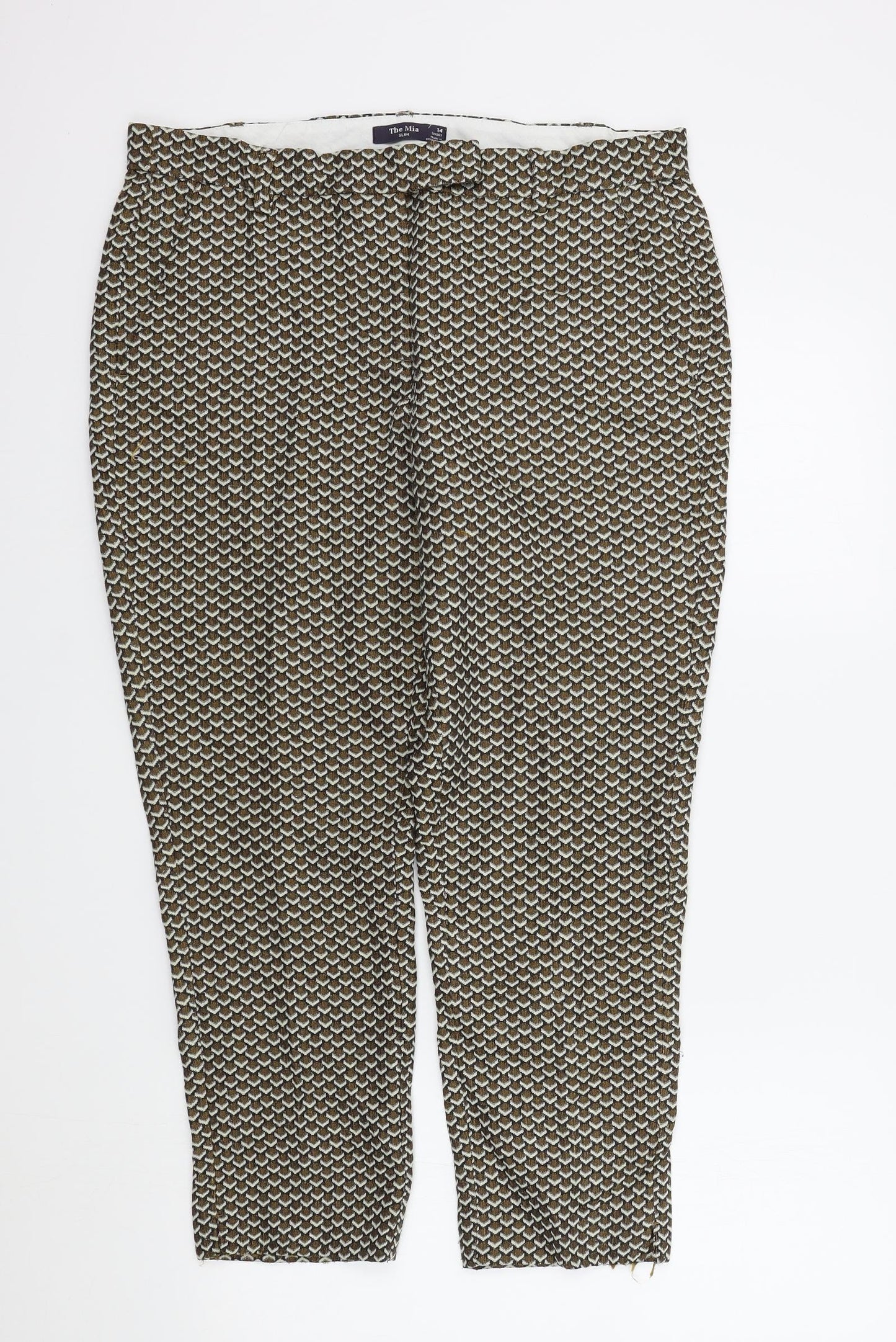 M&S Womens Brown Geometric  Trousers  Size 14 L25 in
