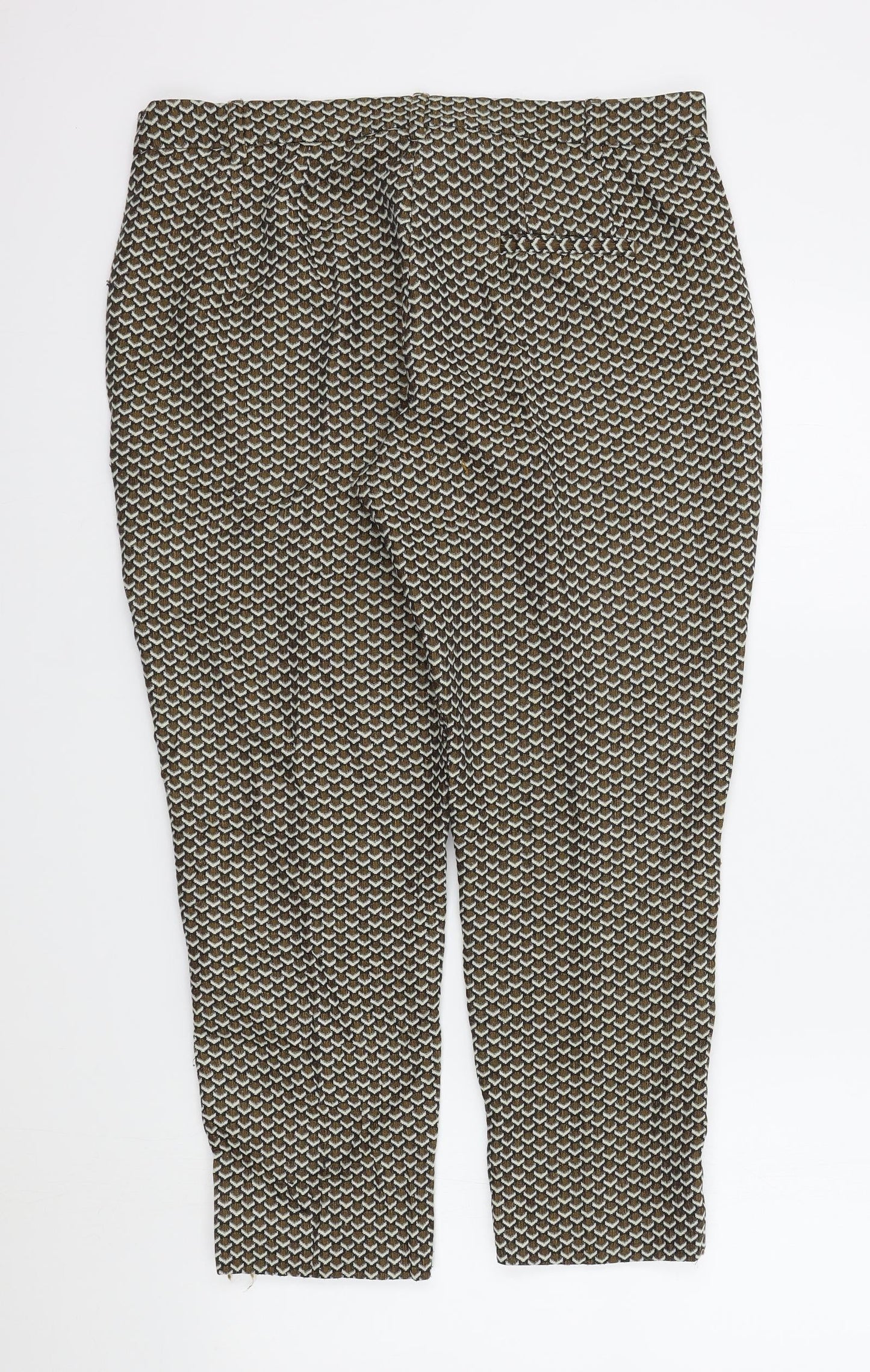 M&S Womens Brown Geometric  Trousers  Size 14 L25 in