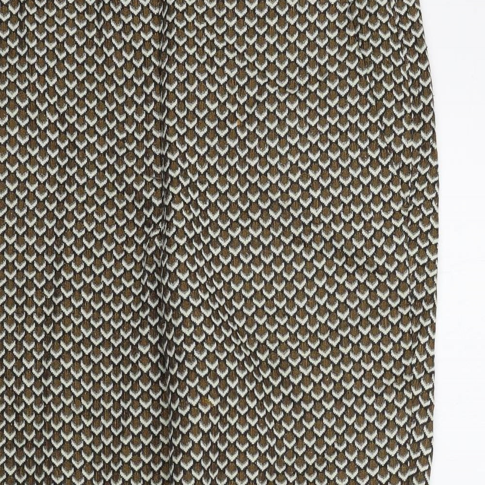 M&S Womens Brown Geometric  Trousers  Size 14 L25 in