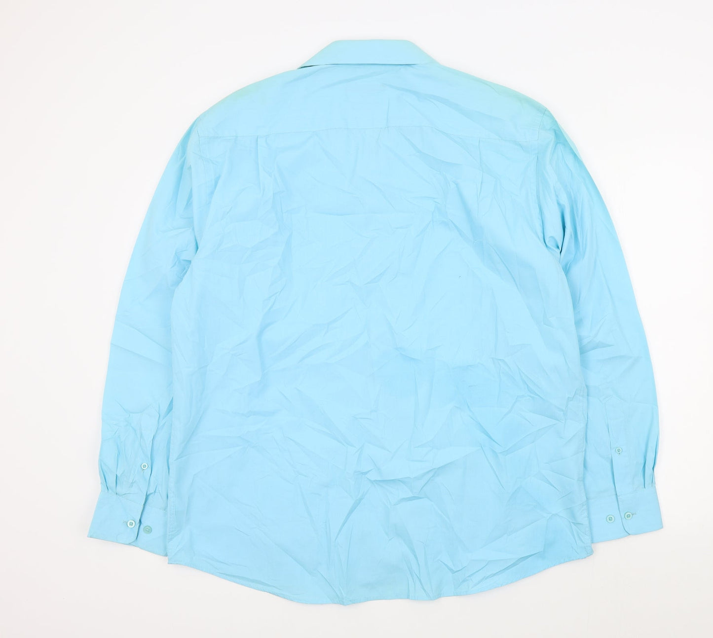 George Mens Blue Colourblock   Button-Up Size 17