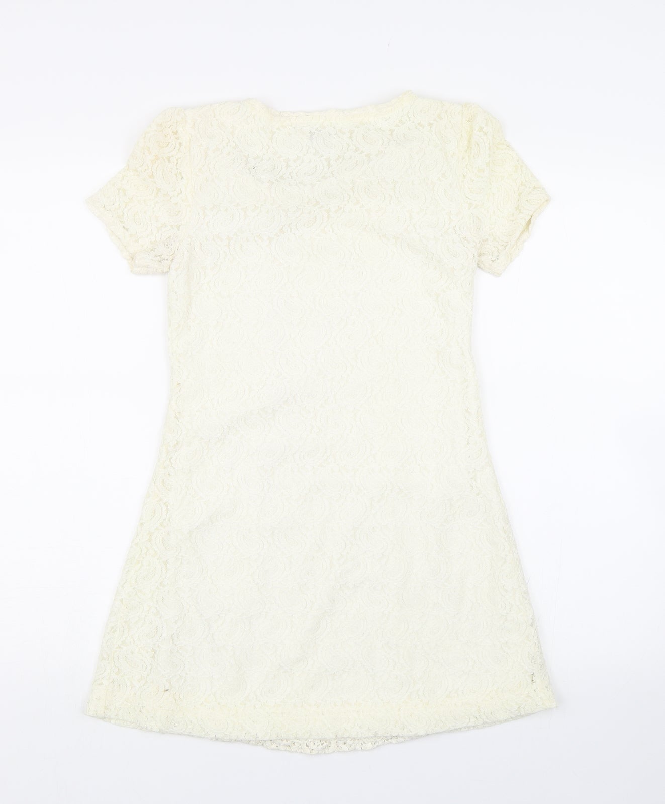 Cutie Womens White Floral Lace Fit & Flare  Size S