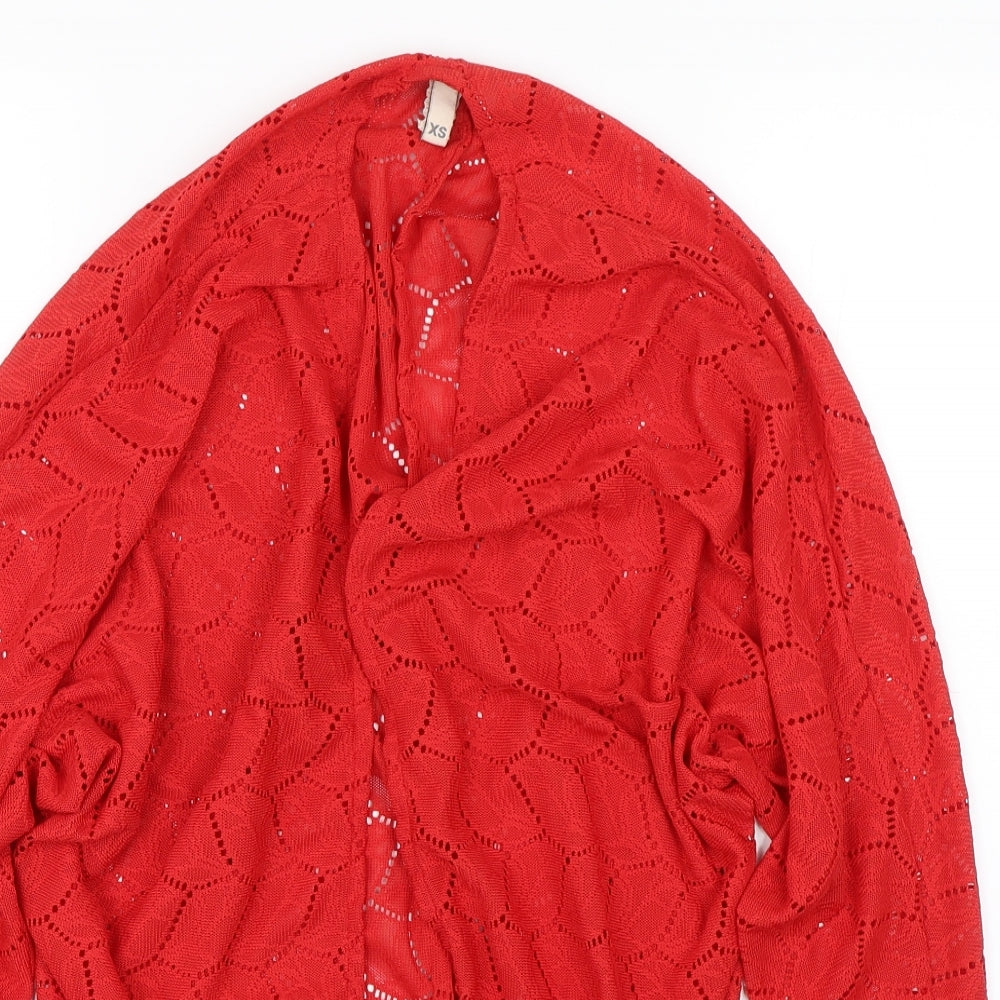 H&M Womens Red Floral  Cardigan Jumper Size XS
