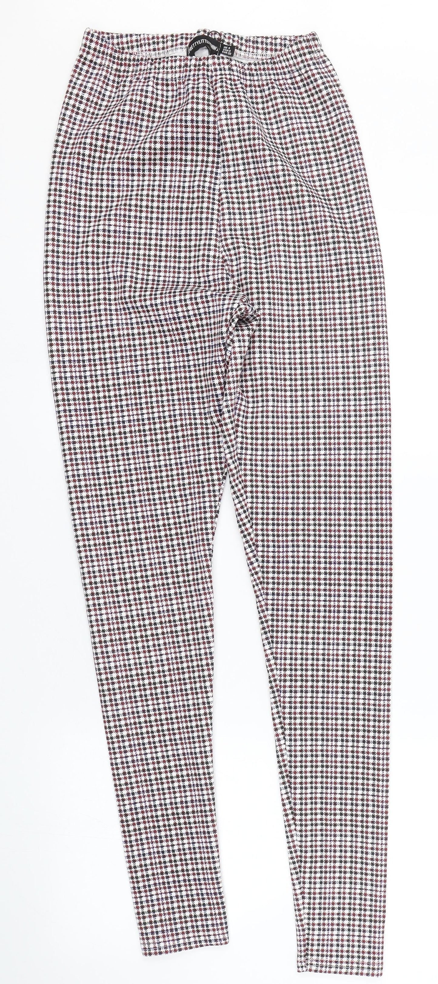 PRETTYLITTLETHING Womens Red Herringbone  Capri Leggings Size 4 L29 in