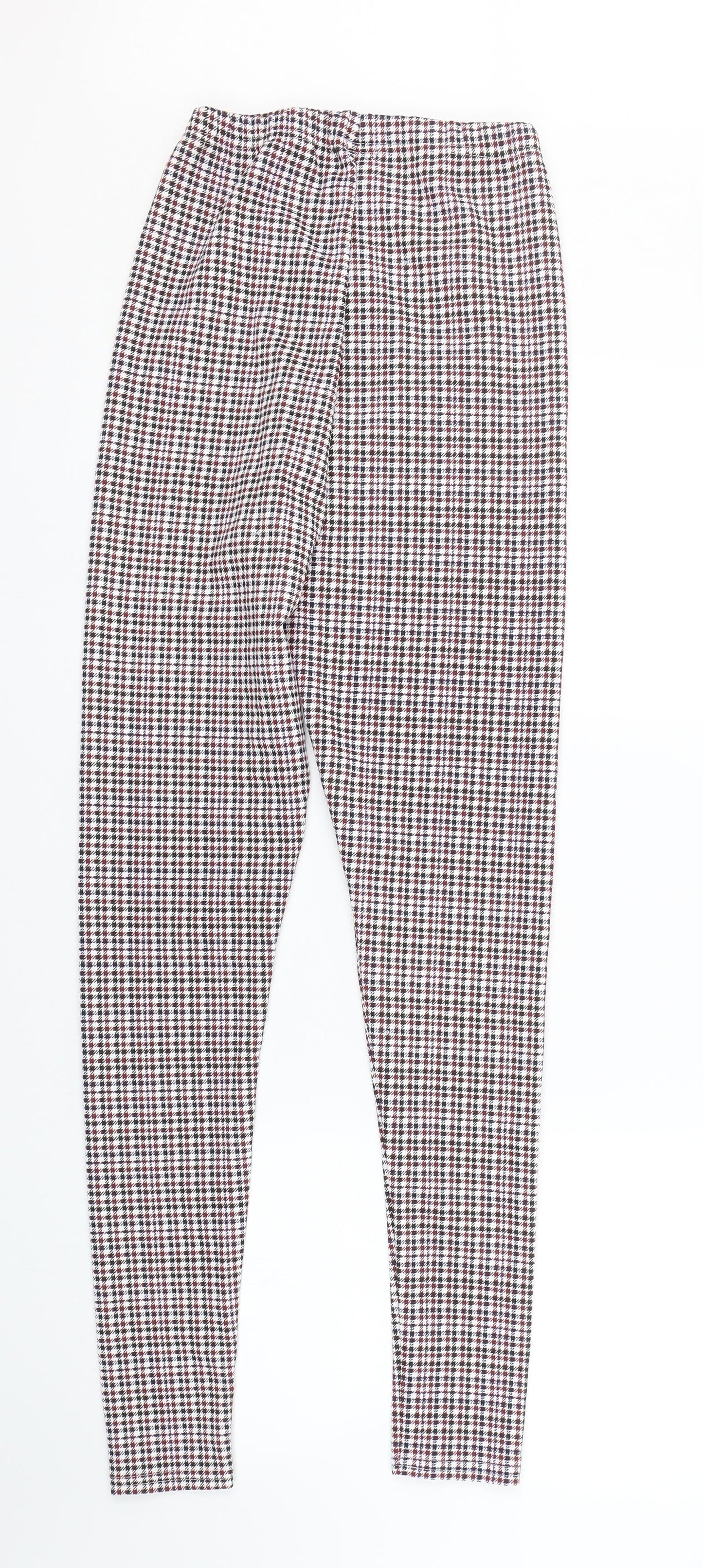 PRETTYLITTLETHING Womens Red Herringbone  Capri Leggings Size 4 L29 in