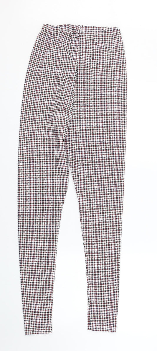 PRETTYLITTLETHING Womens Red Herringbone  Capri Leggings Size 4 L29 in