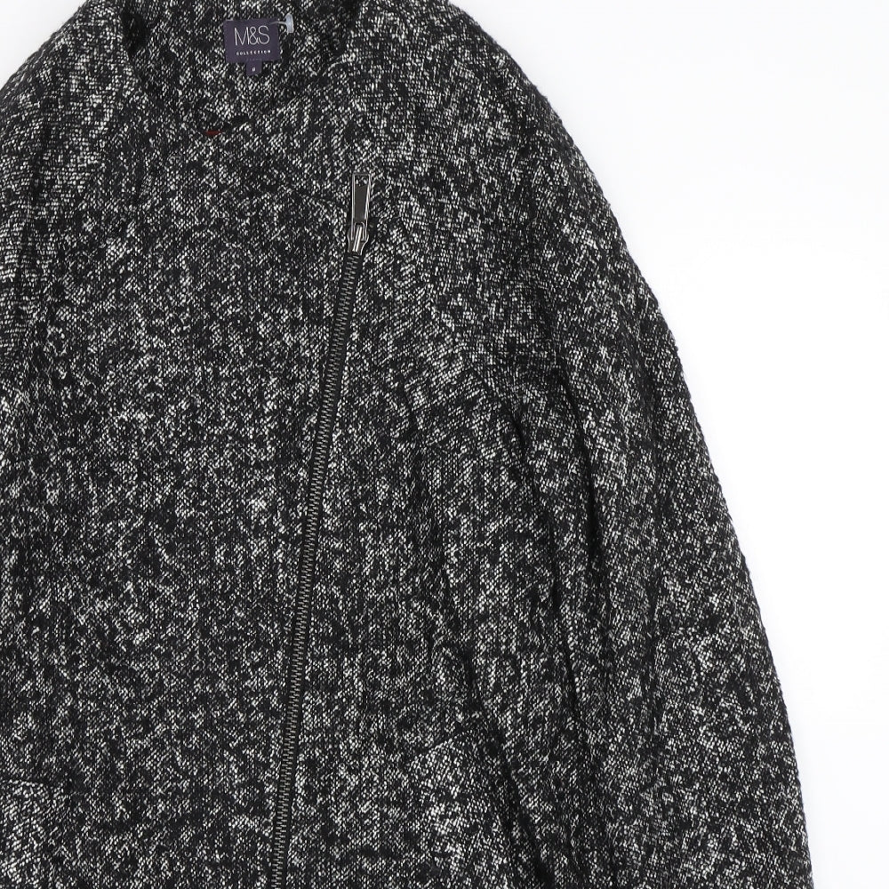 M&S Womens Black   Overcoat Coat Size 8