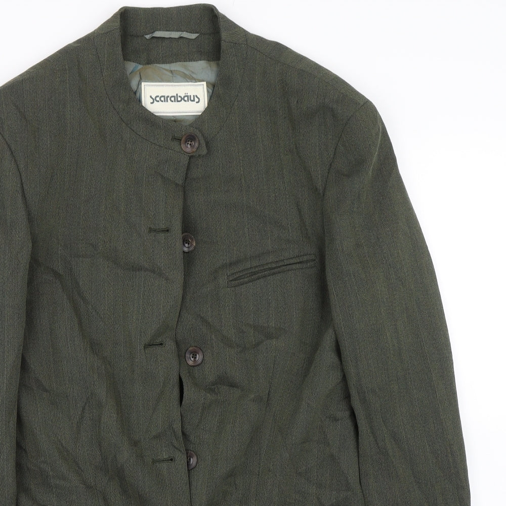 Scarabaus Womens Green Herringbone  Trench Coat Blazer Size 10