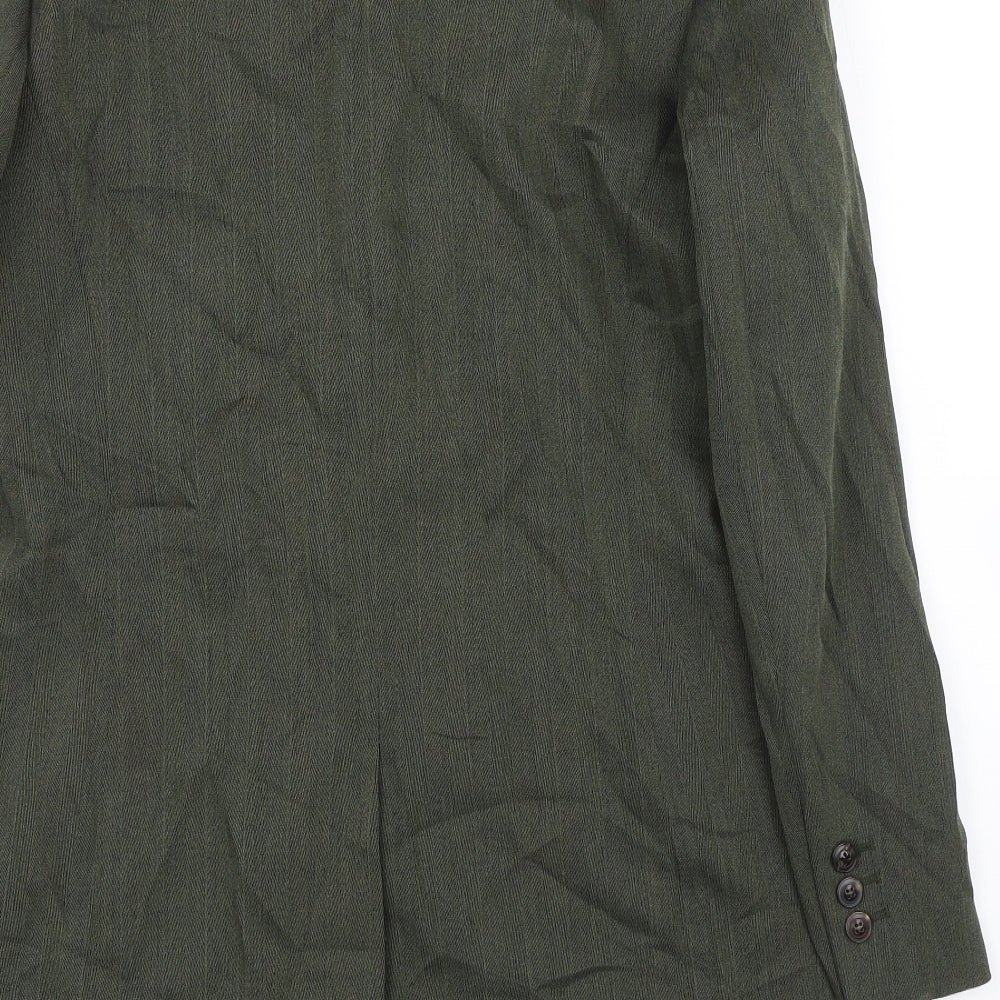 Scarabaus Womens Green Herringbone  Trench Coat Blazer Size 10
