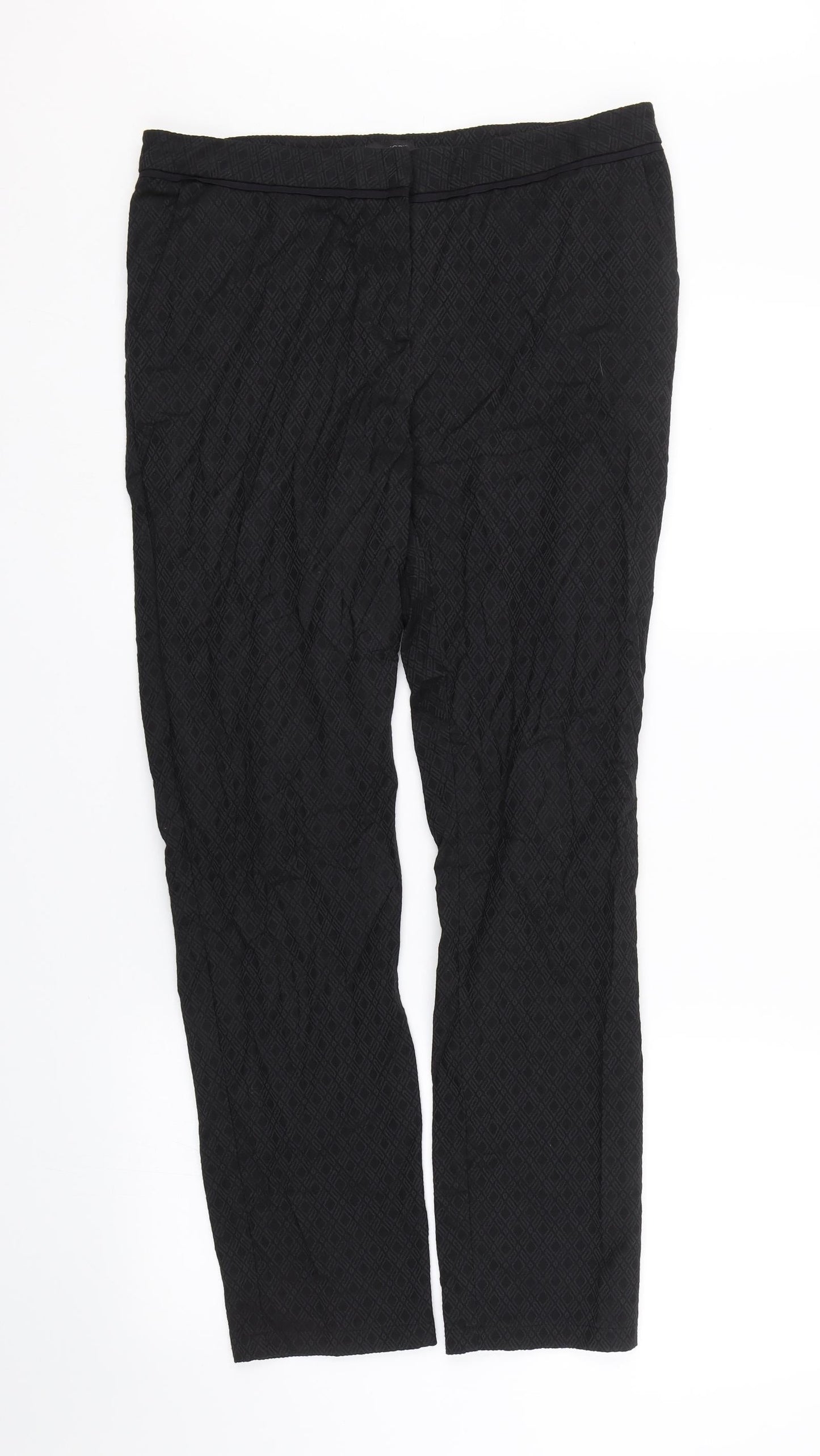 Jobis Womens Black Argyle/Diamond  Trousers  Size 12 L27 in