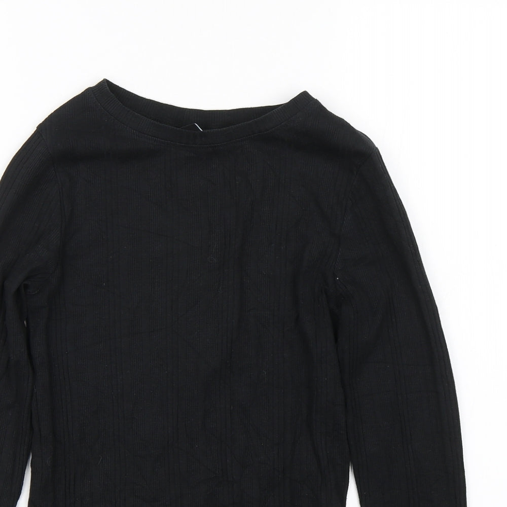 New Look Womens Black Striped  Wrap T-Shirt Size 10