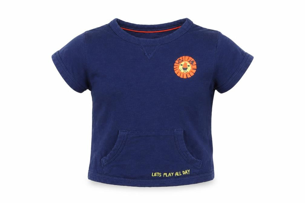 Front view of Mini Club Baby Blue Basic T-Shirt, size 6-9, Months