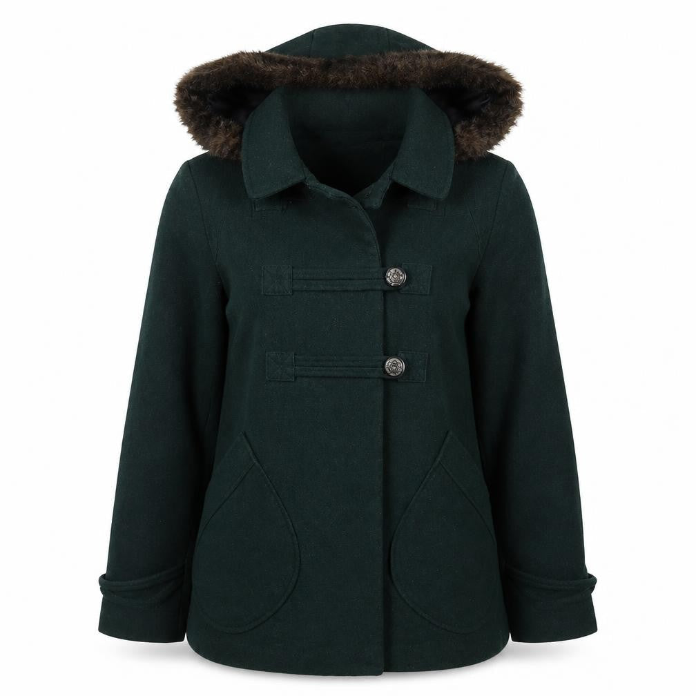 Front view of ASOS women’s green jacket coat, size UK 6