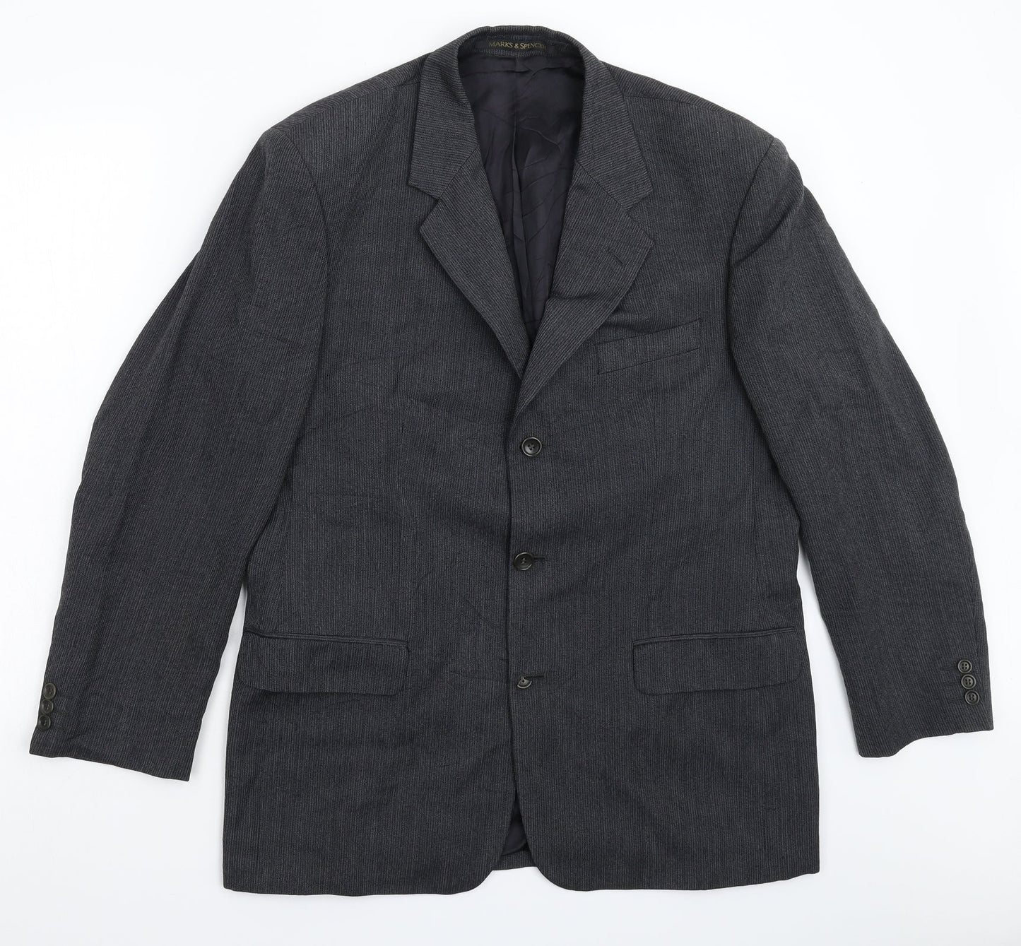 Marks and Spencer Mens Grey Striped  Jacket Suit Jacket Size 40