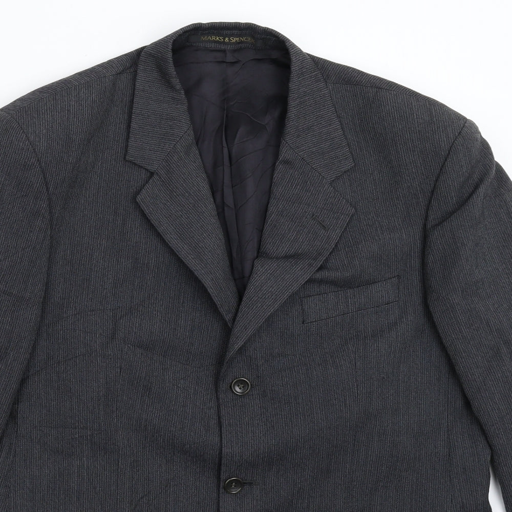 Marks and Spencer Mens Grey Striped  Jacket Suit Jacket Size 40